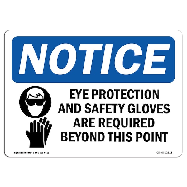 OSHA, Eye Protection And Safety Gloves With Symbol, 5in X 3.5in Decal, 10PK, OS-NS-D-35-L-12318-10PK